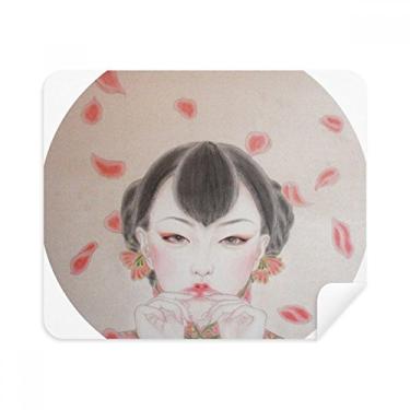 Imagem de Pano de limpeza de pintura de beleza tradicional chinesa vermelha limpador de tela 2 peças tecido de camurça