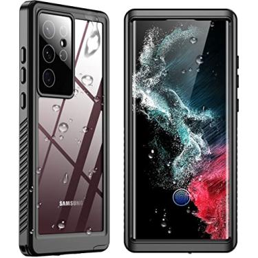 Imagem de SPIDERCASE Capa projetada para Galaxy S22 Ultra, protetor de tela integrado, à prova d'água, proteção total, resistente, à prova de choque, antiarranhões, capa robusta para Galaxy S22 Ultra 5G 6,8" 2022, preto/transparente