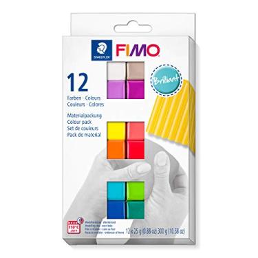 Imagem de STAEDTLER 8023 C12-2 FIMO argila de modelagem de polímero macio endurecedor de forno - cores brilhantes sortidas (pacote com blocos de 12 x 25 g)
