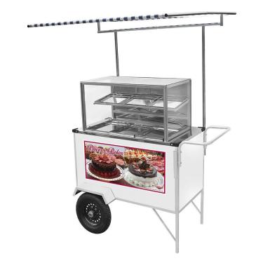 Imagem de Carrinho de Doces Cefaz Branco Rodas Pneumáticas e Toldo BL25P/T