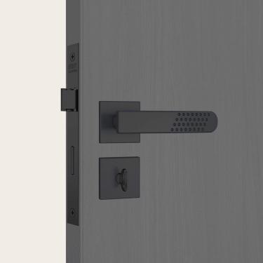 Imagem de Fechadura Porta Madeira Banheiro Wc Lavabo Preta Stam 40Mm