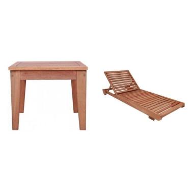 Imagem de Conjunto Espreguiçadeira Roma e Mesa de Centro Roma Cedro Rosa Madeira