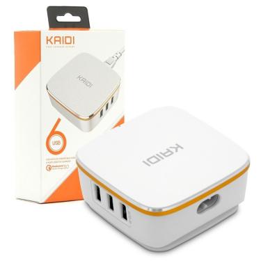 Imagem de Hub Carregador Tomada Kaidi 6 USB Turbo Auto id 7A Celular