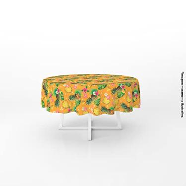 Imagem de Toalha Mesa Redonda 4 Lugares Oxford Estampada Flores Frutas (Amarelo)