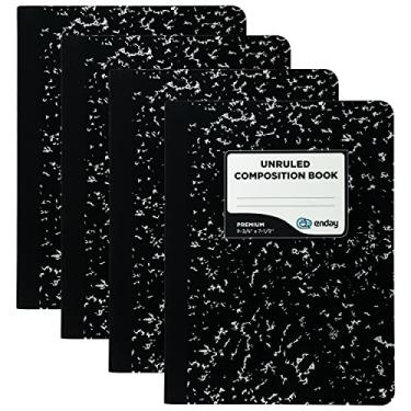 Imagem de Emraw Livro de composição de mármore preto papel não pautado 100 folhas caderno de anotações de desenho de leite cadernos de reuniões capas rígidas pacote com 4 livros de escrita para escola