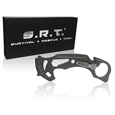 Imagem de S.R.T. Ferramenta de resgate de sobrevivência – Multiferramenta de resgate premium com 14 funções para uso diário com aplicações de proteção pessoal – Ferramenta de resgate de automóvel com cortador de cinto de segurança e disjuntor de janela – Compatível com TSA