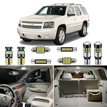 Imagem de AUTOGINE Kit de luzes LED interiores brancas de 14 peças para Chevrolet Chevy Tahoe/Suburban ou GMC Yukon 2007 2008 2009 2010 2011 2012 2013 2014 Super Bright 6000K Pacote de lâmpadas de LED + Ferramenta de instalação