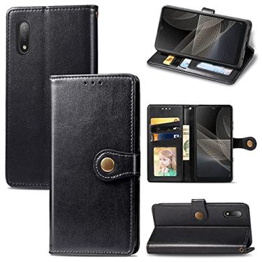 Imagem de HONGYAN Capa de telefone Para Sony Xperia Ace II Sólida cor de couro fivela de couro fivela com cordão e foto frame & cartão slot & carteira e função de suporte Capa protetora