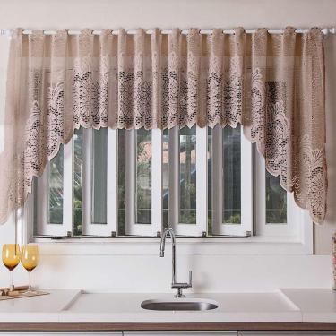 Imagem de Cortina Cozinha Renda Cascata Clássica Arabesco 300x100