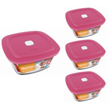 Imagem de Pote Vidro Quadrado Facilita C/ Tampa 500ml Marinex 3Un