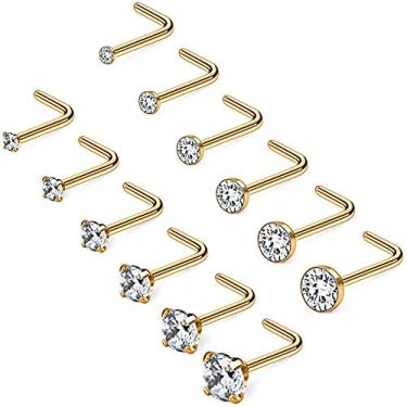 Imagem de Ruifan 20G 1,5mm 2 mm 2,5 mm 3 mm 3,5 mm 4 mm Opala Diamante transparente CZ Nariz L Formato de piercing Joias 4 – 20 peças