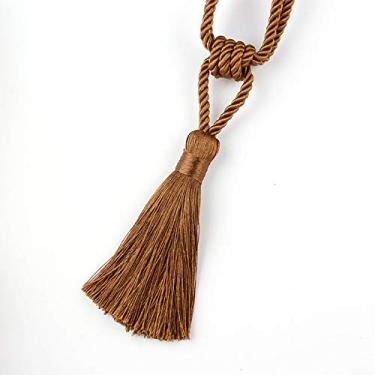 Imagem de 1 peça cortina de borla artesanal acessórios de quarto fivela de cortina de ouro corda decoração de casa franja de janela de retenção, café