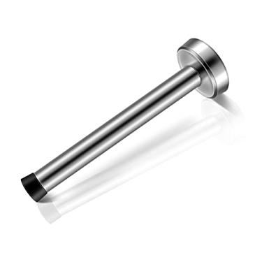 Imagem de Porta de para-choque, sólida e rígida, aço inoxidável escovado moderno resistente porta de parada com ponta de borracha muda, suporte de parede porta para casa e escritório, 8'' X 1 Pack, LONG