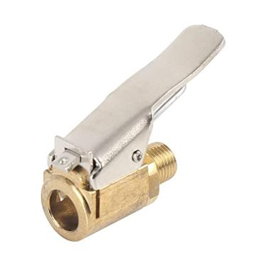 Imagem de X AUTOHAUX Pneu Chuck com adaptador de clipe Air Chuck Pneu bomba compressor conector acessórios tom dourado para veículo