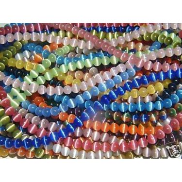 Imagem de Hidden Hollow Beads - 10 fios de 4 mm olho de gato redondo (1000 contas) - 10 cores sortidas