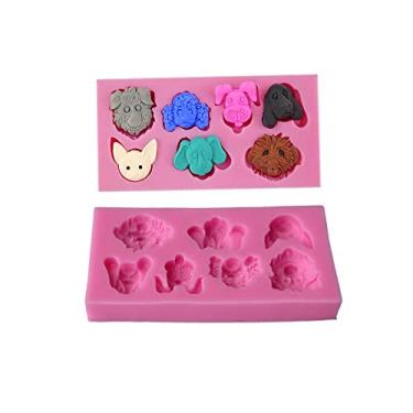 Imagem de Conjunto de forma de cabeça de cachorro molde de silicone para artesanatos diy resina balas de geleia epóxi pasta fondant gelatina pingente topo de bolo decoração sobremesas ferramenta artesanato projetos cristal bugigante pudim doces