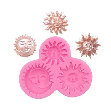 Imagem de Molde de silicone para fondant de sol e rosto, molde de chocolate e doces, ferramenta de decoração de bolos, molde de fundição de resina epóxi, faça você mesmo, moldes de chaveiro