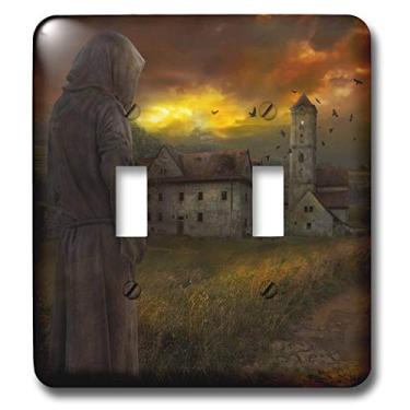 Imagem de 3dRose lsp_24297_2 Inxum Old Monasttery em algum lugar do mundo, imagem surreal com humor misterioso e misterioso, interruptor alternador, multicolorido