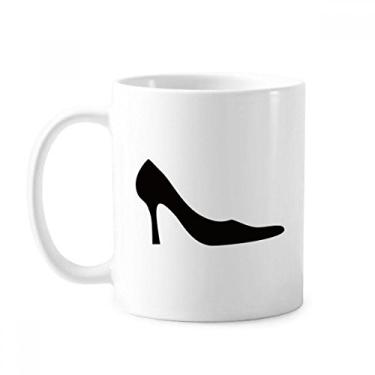 Imagem de Caneca feminina de cerâmica com contorno de salto alto padrão preto caneca cerâmica xícara de porcelana de café