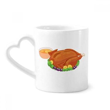 Imagem de Feliz Dia de Ação de Graças Caneca Padrão Peru Café Cerâmica Copos Copo de Coração de Vidro