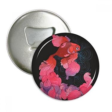 Imagem de Cyprinoid Vermelho Rosa Roxo Abridor de Garrafas Ímã de Geladeira Emblema Multifuncional
