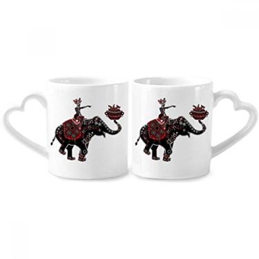 Imagem de Conjunto de canecas de porcelana de casal de totem de molho de minorias da China Elephant Performance