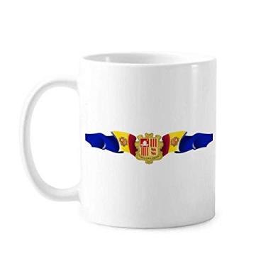Imagem de Caneca com emblema nacional da bandeira de Andorra cerâmica xícara de porcelana de café louça