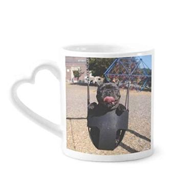 Imagem de Caneca de fotografia de animal de estimação Bulldog Caneca de café cerâmica copo de coração de vidro