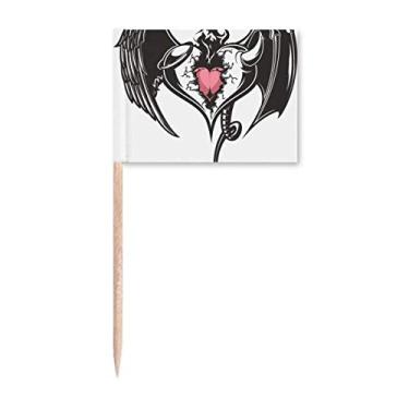 Imagem de Broken Armor Love Heart Asas Enormes Palito de Dente Marcador Topper Decoração de Festa
