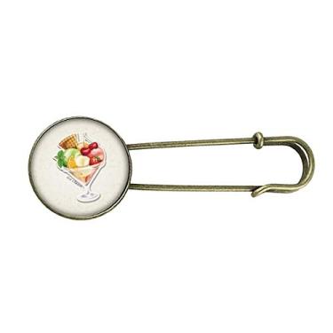 Imagem de Broche de metal retrô de laranja cereja morango fruta doce gelo