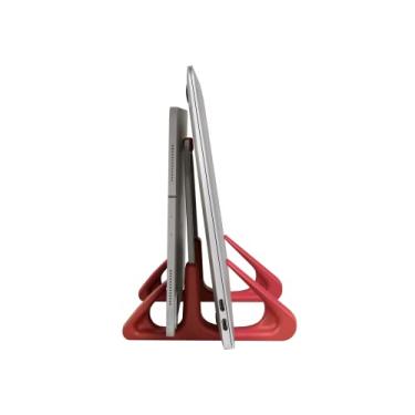 Imagem de OCTOO, LiteStand Vertical - Suporte de mesa vertical para notebook e tablet, Ice Silver/Vermelho