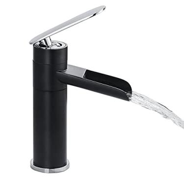 Imagem de LIDON Torneira da pia do banheiro Torneiras do banheiro Manípulo único um furo Torneira do banheiro Retro Torneira da pia do banheiro Torneira preta do banheiro Torneira da vaidade do banheiro furo único, branco B (cor: preto A)