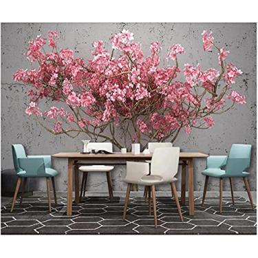 Imagem de Papel de parede 3D com foto personalizada sobre a parede árvore rosa vegetação decoração de casa sala de estar papel de parede para paredes 350 cm (C) × 245 cm (A)