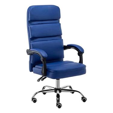 Imagem de cadeira de escritório Cadeira de computador com encosto alto PU Mesa de jogo e cadeira reclinável ergonômica Cadeira executiva de escritório (cor: azul) needed
