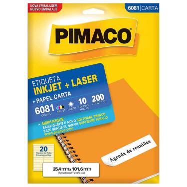 Imagem de Etiqueta Pimaco Carta Inkjet + Laser 25,4x101,6mm 10 Folhas 6081 60163