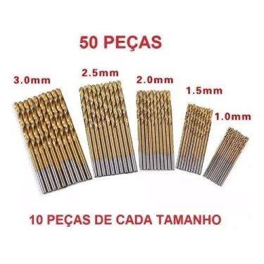 Imagem de 50 Brocas De Titânio P/ Madeira Alumínio Plastico 1mm À 3mm - S.G Styl