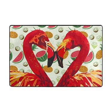 Imagem de Tapete antiderrapante de flamingo vermelho melancia, tapete de porta, tapete de entrada, tapete de quarto, porta, porta, porta, 6,3 x 9,4 cm