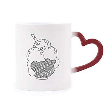 Imagem de Black Bowl Biscoitos Bola de Sorvete Caneca Sensível ao Calor Copo de Grés Mudança de Cor Vermelha