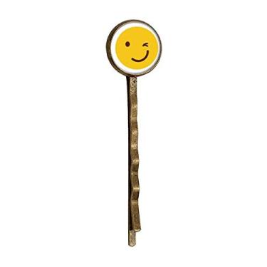 Imagem de Blink Smile Yellow Face Ilustration Pattern Retro Metal Hair Bobby Pin Headwear