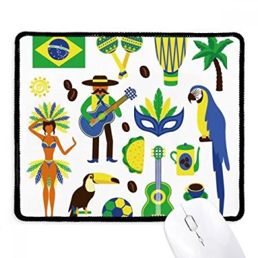 Imagem de Tapete de borracha para jogos Soccer Parrot Guitar Coffee Brazil Mousepad com borda costurada