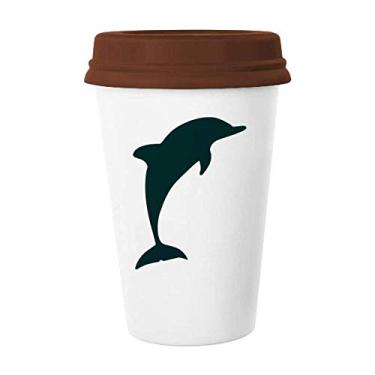 Imagem de Caneca de cerâmica azul oceano amigável aos docilhos caneca de café copo copo de cerâmica