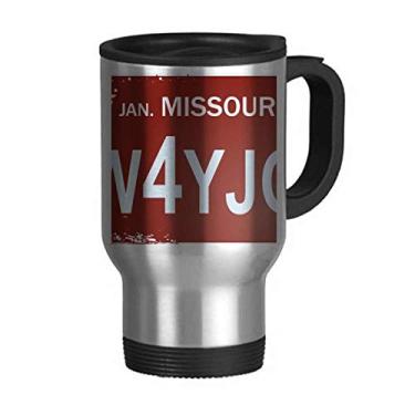Imagem de Caneca de viagem padrão de número de carro americano EUA tampa flip copo de aço inoxidável copo carro garrafa térmica