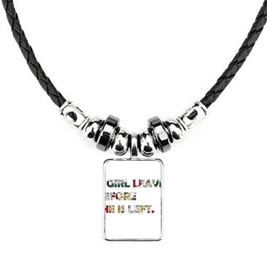 Imagem de DIYthinker Colar com citação sobre meninas joia Torque pingente de corda de couro