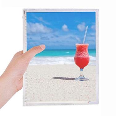 Imagem de Caderno com imagem de suco de melancia Ocean Sand Beach Diário de folhas soltas recarregável