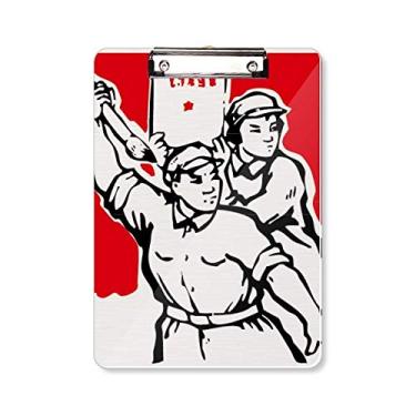 Imagem de Brush Paper Soldier Mao Zedong Quotes Prancheta Pasta Bloco de Escrita Placa de Apoio A4