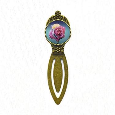 Imagem de Marcador de página retrô rosa escuro com rosas escuras