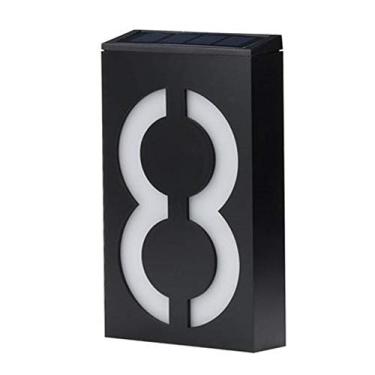 Imagem de Lâmpada de parede flutuante 3D de 17,8 cm com número de placa solar de 0 a 9 LEDs para endereço de rua, estrada, porta para casa, ao ar livre, com bateria, à prova d'água, liga automaticamente ao anoitecer