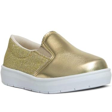 Imagem de Tenis Infantil Menina Nº 20 ao 27 Slip On Feminino Casual 11.84 (Dourado, BR, Criança de 4 a 8 anos, Numérico, 27)