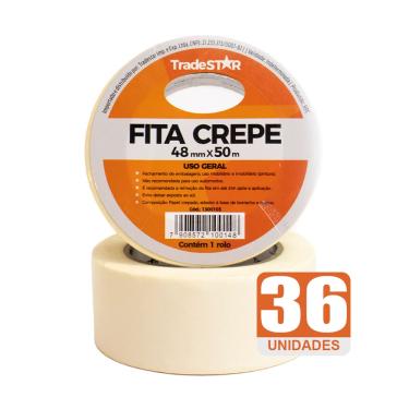 Imagem de Fita Adesiva Crepe Papel 48mm X 50m C/36 Rolos 48x50