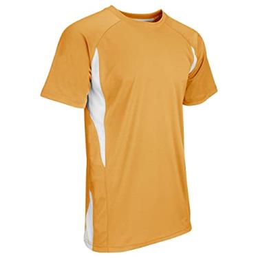 Imagem de CHAMPRO Camiseta de beisebol de poliéster leve Top Spin, adulto, GG, dourado, branco
